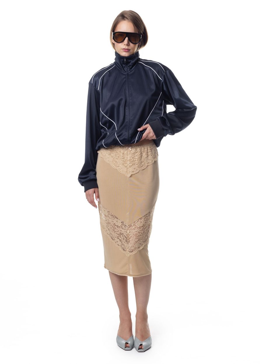 ЮБКА С ФРАНЦУЗСКИМ КРУЖЕВОМ БЕЖЕВЫЙ